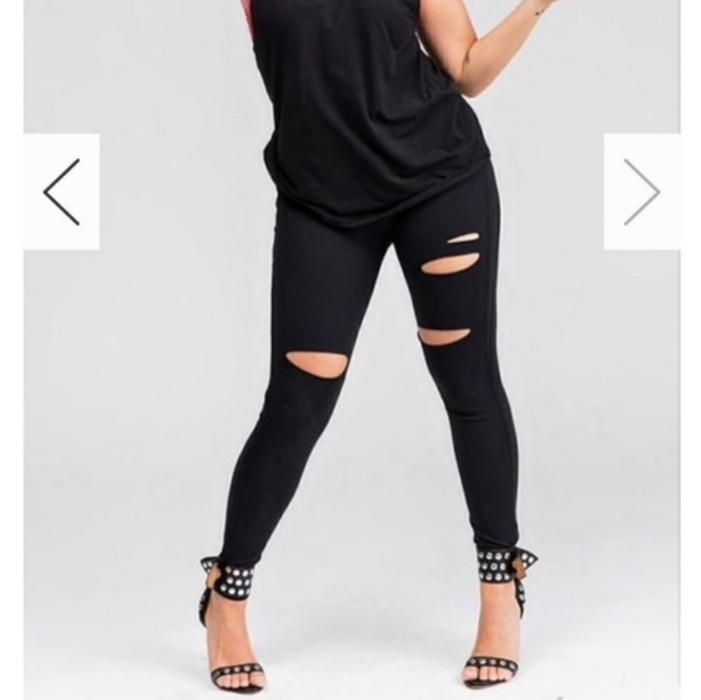 Stylish Black Ripped Leggings